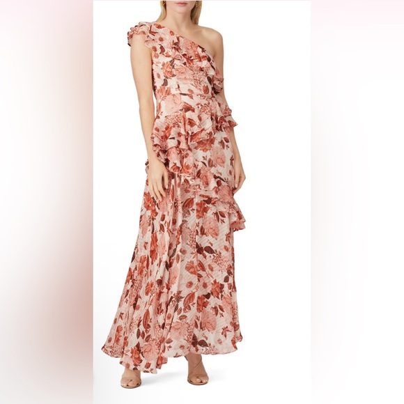 Thurley Venitian Nights 100% Silk Floral One-Shoulder Dress - Picture 1 of 12